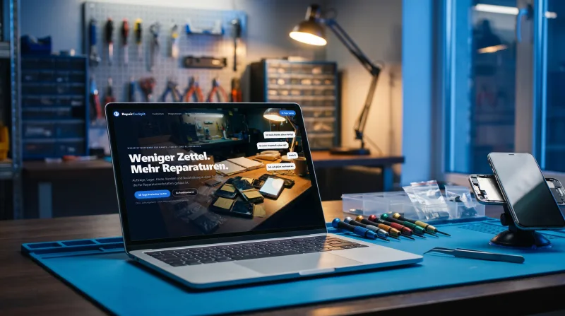 Die Website von RepairCockpit in einer Szene